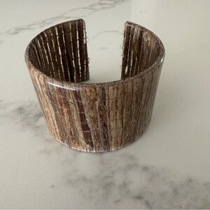 Anthropologie Eco-Resin Banana Fiber Wide Open Cuff Bracelet 1.75" Width Brown